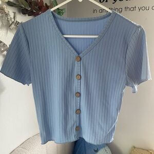 Blue button crop top